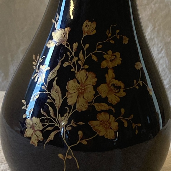 Limoges Castel 22kt gold Floral Vase in Cobalt - Picture 4 of 8